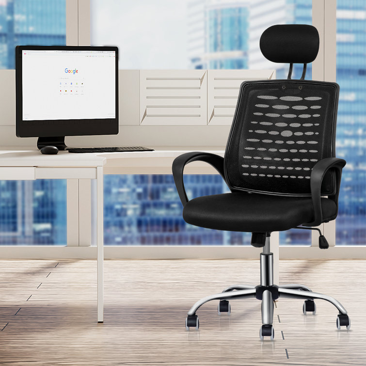 Inbox Zero Chair with Floor Protective Carpet High Back Mesh